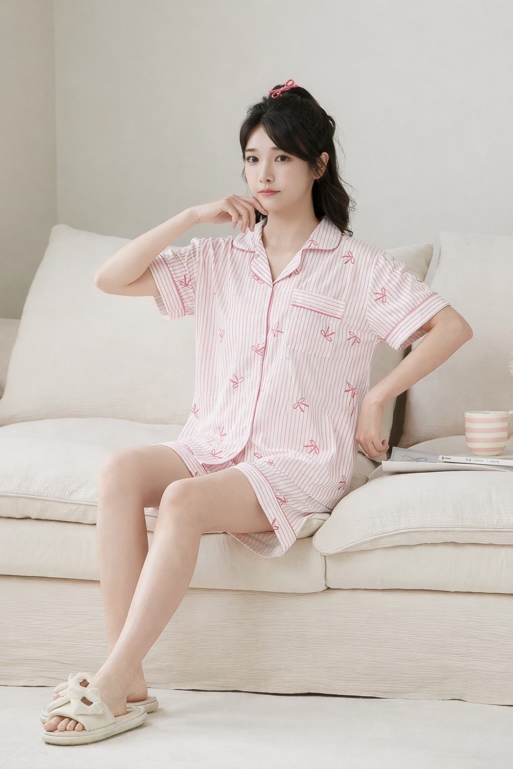 женская пижама с клубничным принтом,женские пижамные комплекты,женский пижама,пижама в корейском стиле,комплект пижама