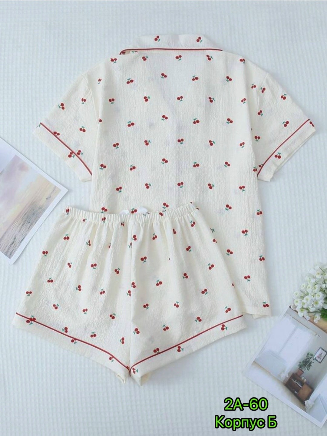 комплект пижама,женские пижамные комплекты,женская пижама,комплект женских пижам вишневый принт,комплект женской пижамы