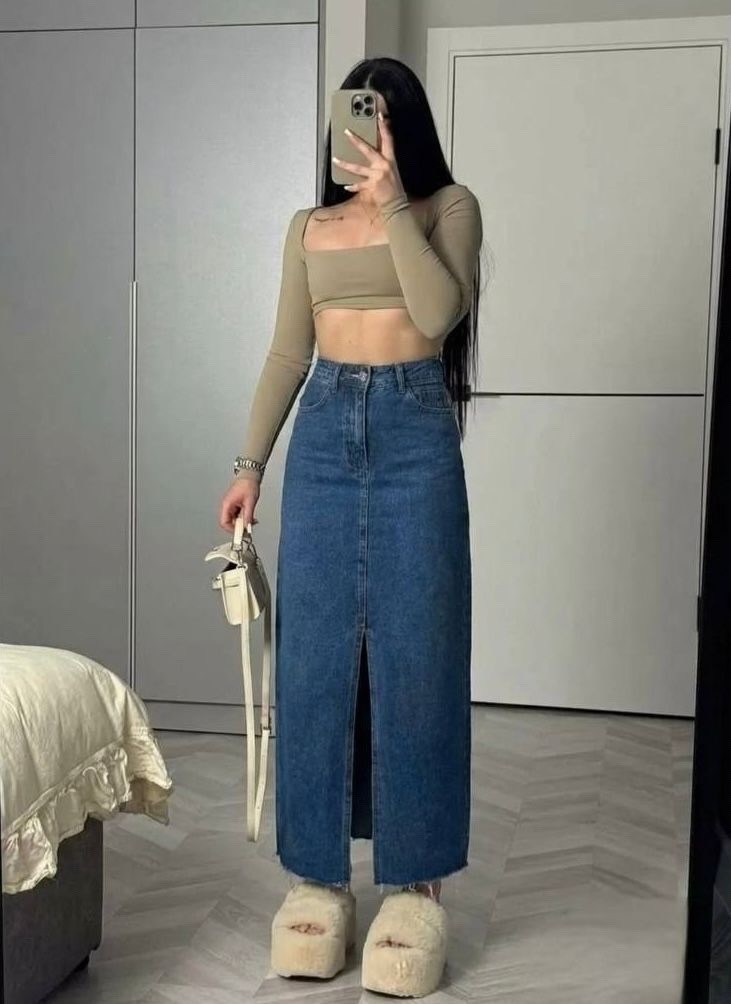 длинная джинсовая юбка,длинная джинсовая юбка с разрезом,юбка джинсовая макси,джинсовая юбка,юбка джинсовая длинная с разрезом bymollimo