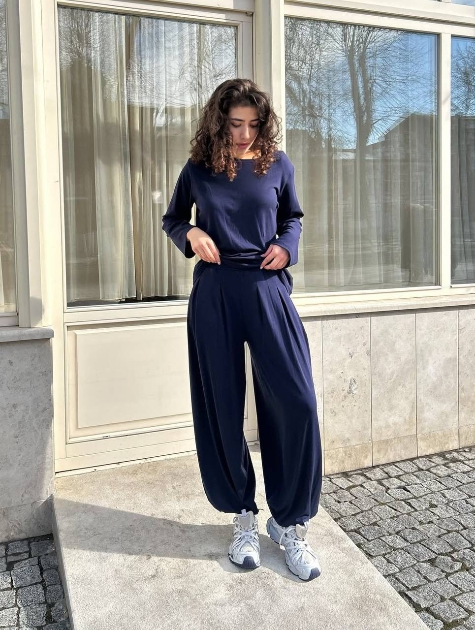 костюм спортивный брючный оверсайз luxesev 231608615,костюм спортивный брючный оверсайз luxesev,повседневный костюм,трикотажный костюм с брюками палаццо,трикотажный костюм с широкими брюками
