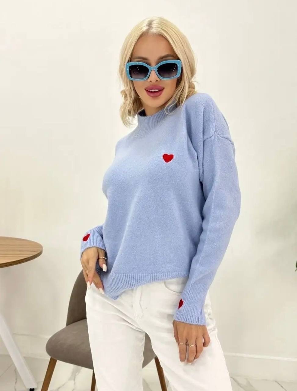 свитер оверсайз с сердечками,свитер с сердечками,джемпер с сердечками,свитер оверсайз сердечки emmiloves,джемпер оверсайз