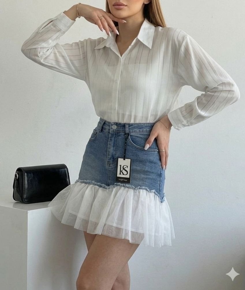 джинсовая юбка с фатином,короткая джинсовая юбка,юбка,юбка мини,стильная юбка