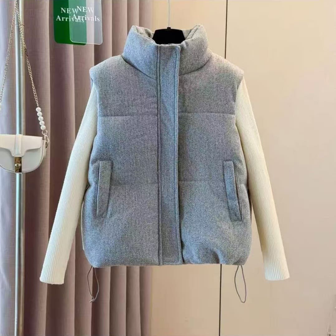 жилетка юникло женская серая,жилет женский,теплый жилет,корейская мода,жилетка женская