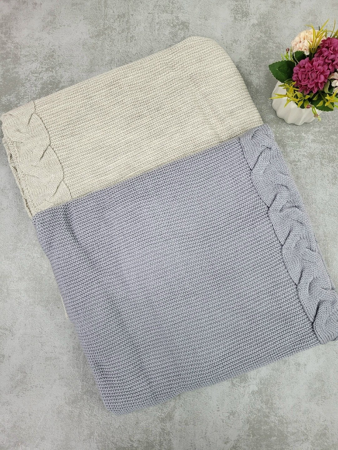 плед вязаный,трикотажная подкладка,плед,плед мятный,покрывало вафельное