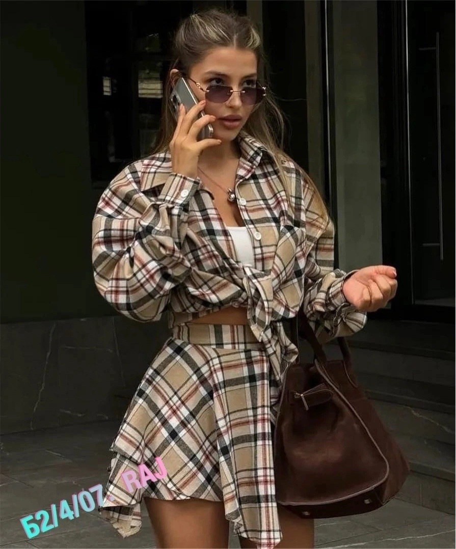 костюм с юбкой и рубашкой, костюм с юбкой и рубашкой,костюм в клетку,костюм двойка с юбкой,костюм с юбкой и рубашкой арт. 11325262