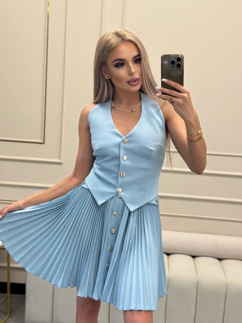 костюм с юбкой женский,костюм с юбкой,жилет и юбка,костюм с юбкой летний,летний костюм с юбкой и жилеткой классический amsia цвет голубой