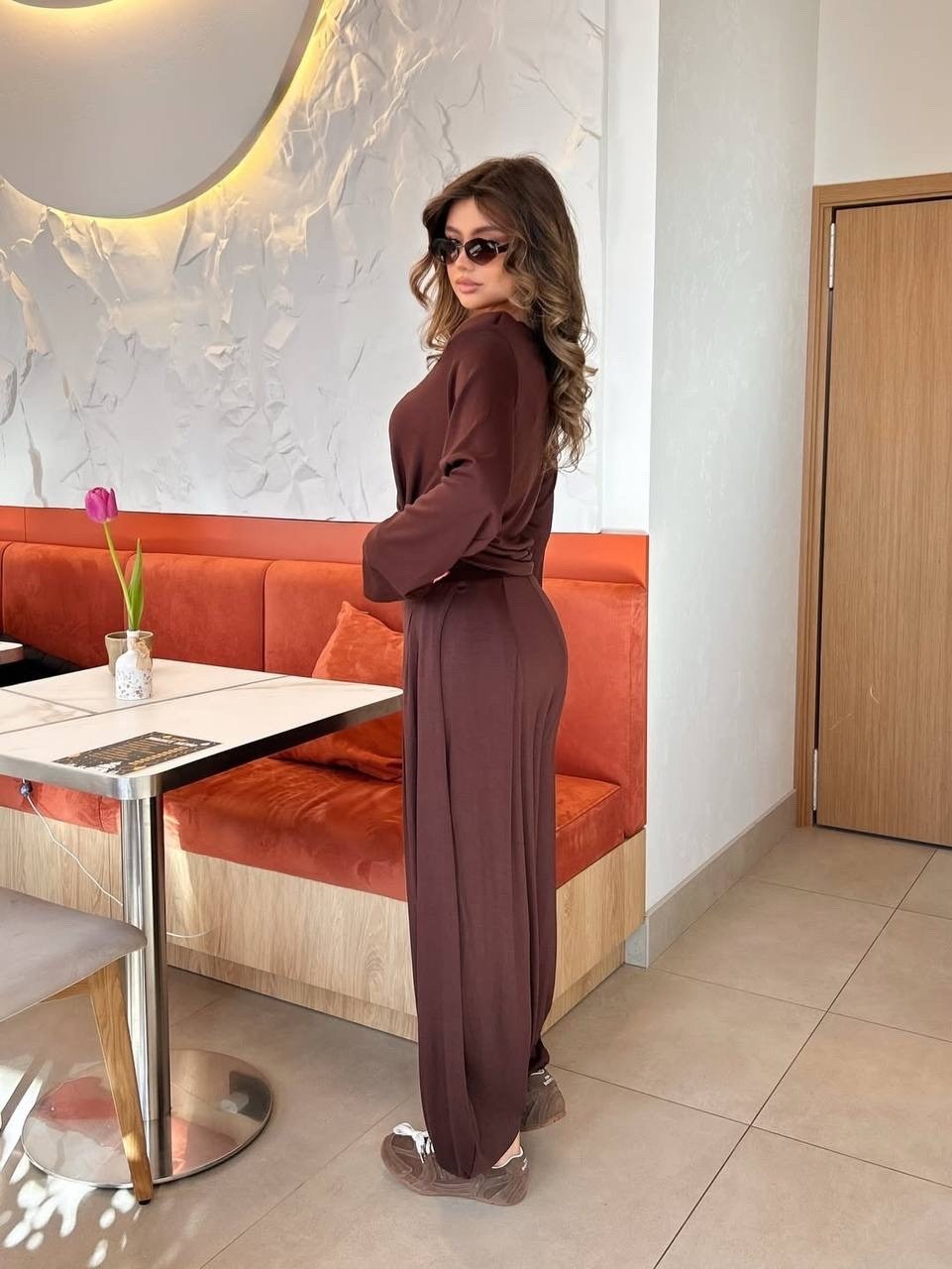 костюм спортивный брючный оверсайз luxesev 231608615,костюм спортивный брючный оверсайз luxesev,повседневный костюм,трикотажный костюм с брюками палаццо,трикотажный костюм с широкими брюками