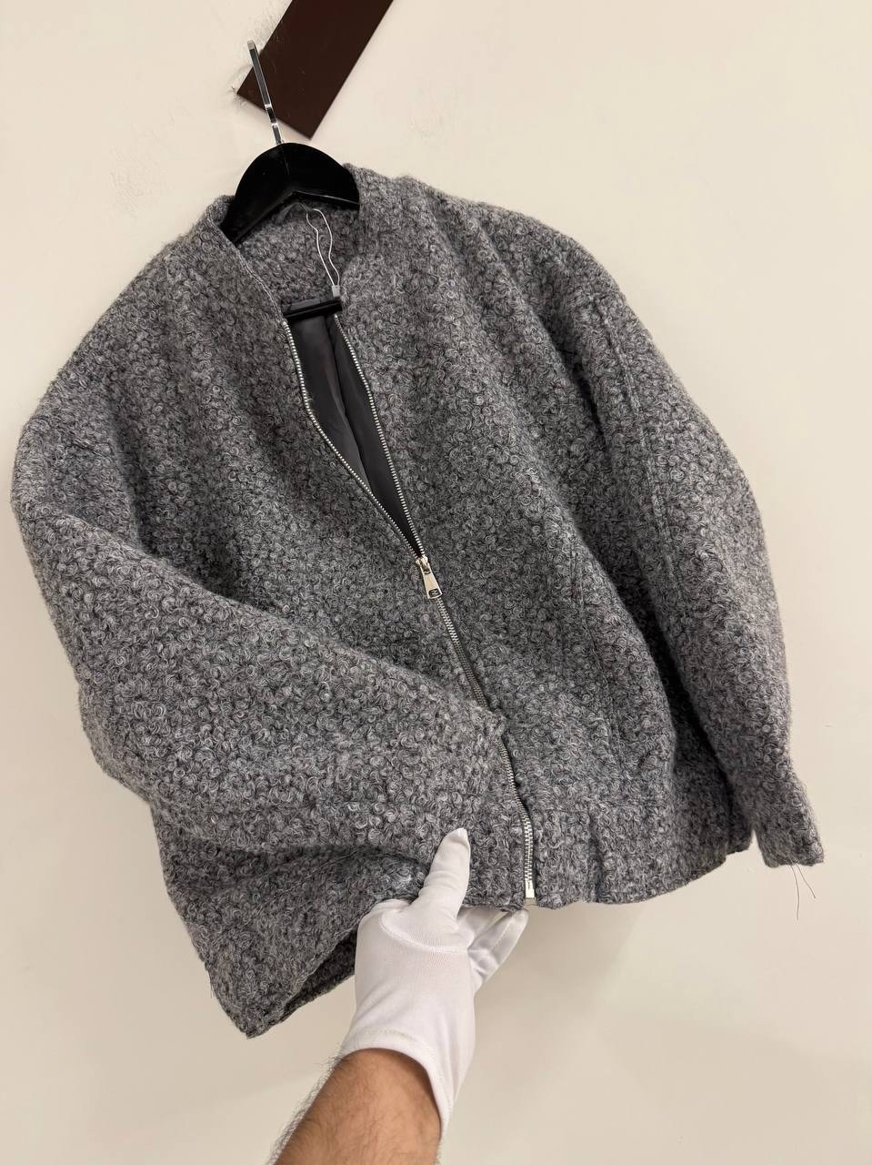 укороченная куртка из букле zara серый,куртка букле zara,куртка букле женская,куртка букле,шерстяное пальто