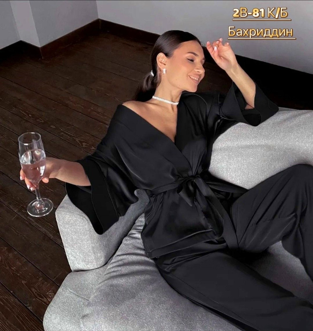 пижама женская со штанами и кимоно шелковая panzitta,домашний костюм пижама,пижама женская со штанами шелковая для сна домашняя altims,костюм женский в пижамном стиле,шелковый костюм в пижамном стиле