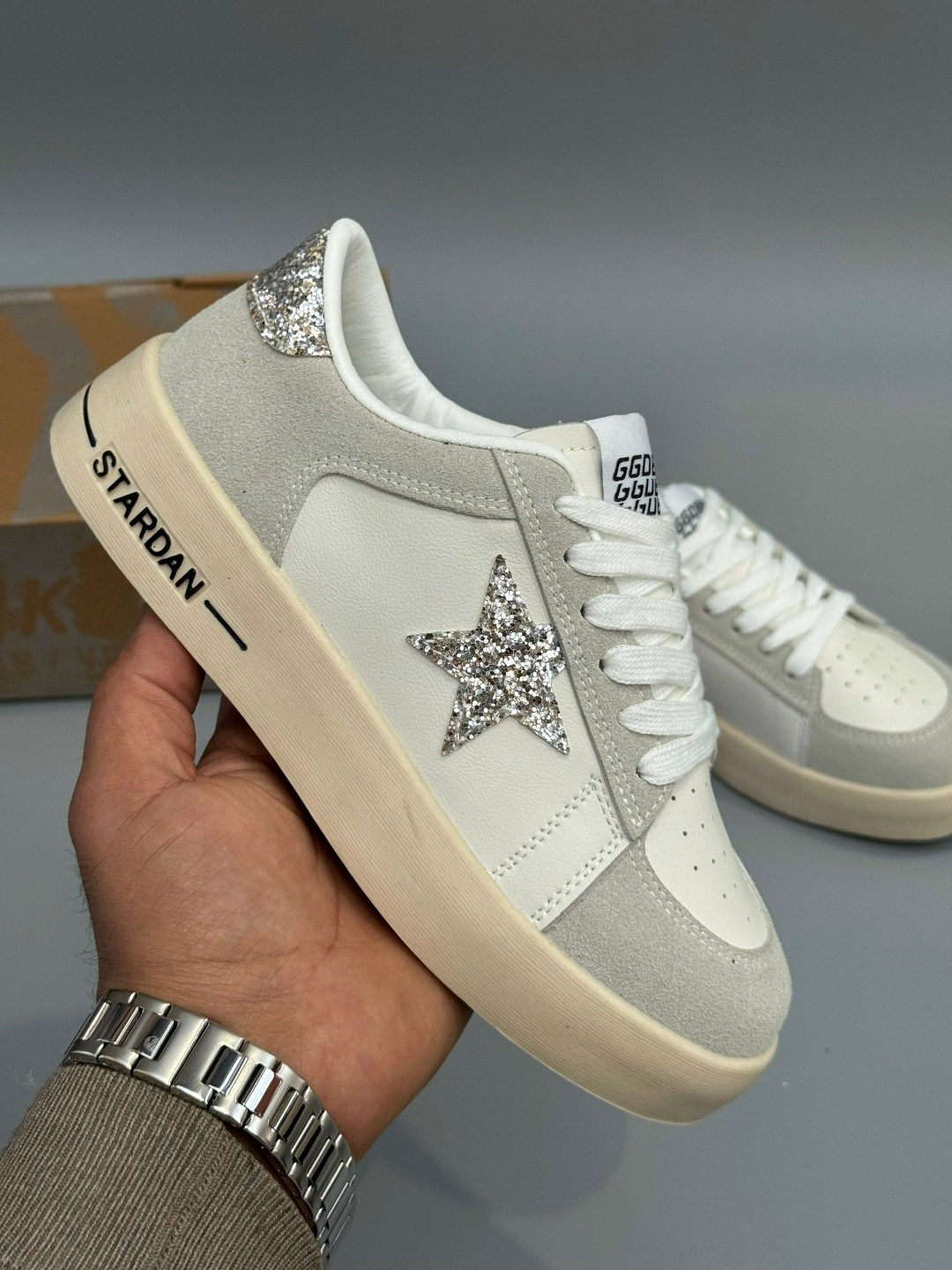 кожаные кеды golden goose superstar premium,golden goose кроссовки,,кеды golden goose,женские кожаные кроссовки golden goose super-star premium - white / silver