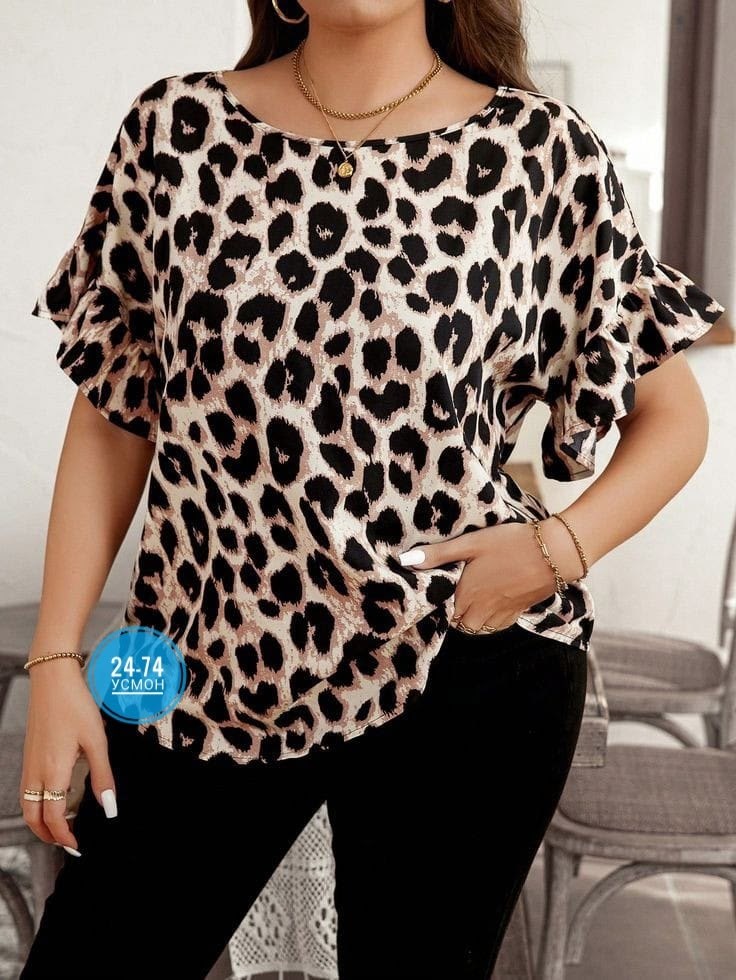 блузка больших размеров с леопардовым принтом,блузка женская,блузка леопардовая,женские блузки больших размеров,блуза