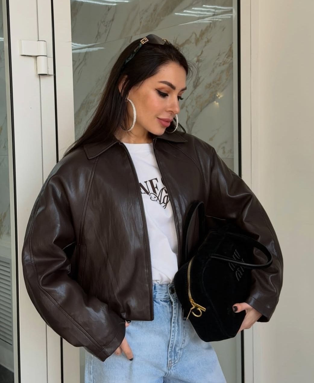 куртка бомбер,women’s fashion 90s leather jacket oversized brown bomber jacket,80 s vintage women oversized bomber fully grain leather jacket,куртка бомбер из экокожи emberens,куртка кожаная