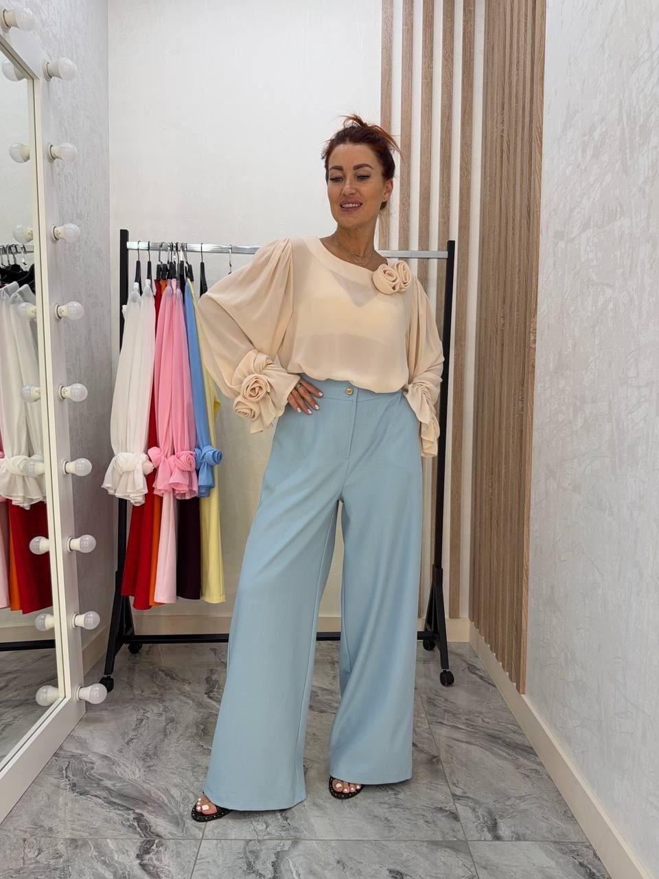 женская блузка,блуза женская,образ с брюками палаццо,блуза шифон,блузка и брюки