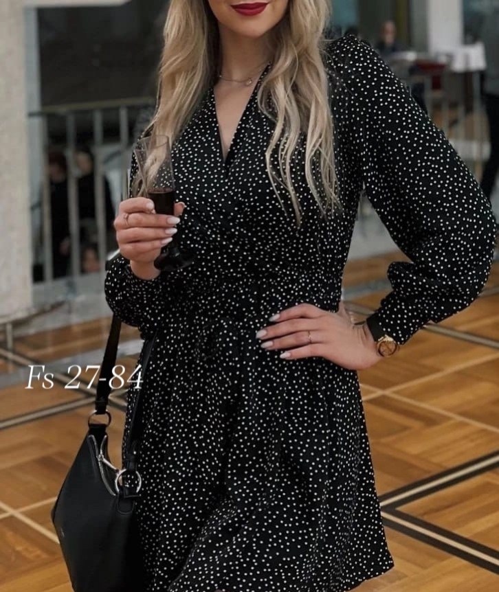 платье женское черное длинное вискозное с поясом горох,платье женское,платье черное в горошек,платье женское от jugo,платье черное