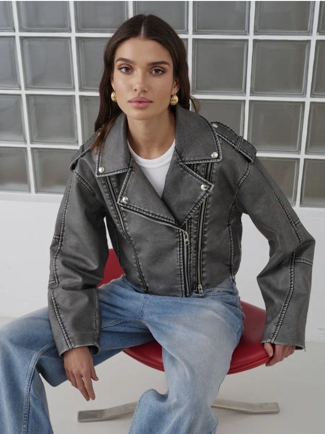 косуха кожаная куртка короткая оверсайз,косуха кожаная куртка,косуха винтажная куртка кожаная oversize серая monyken,кожаная куртка короткая,женская демисезонная кожаная куртка-косуха оверсайз