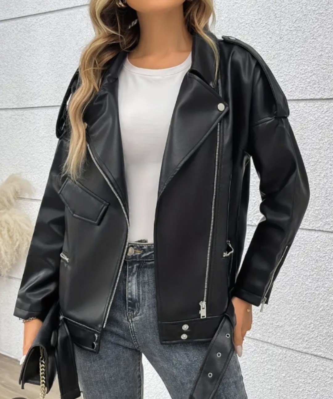 куртка косуха h&f b женская оверсайз арт: 28918766,куртка косуха женская,куртка косуха женская оверсайз,куртка кожаная косуха oversize,куртка косуха