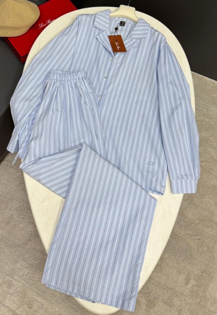 костюм-пижама домашний рубашка со штанами,повседневный костюм,костюм с брюками и рубашкой,рубашка льняная в полоску летняя,костюм пижамный с