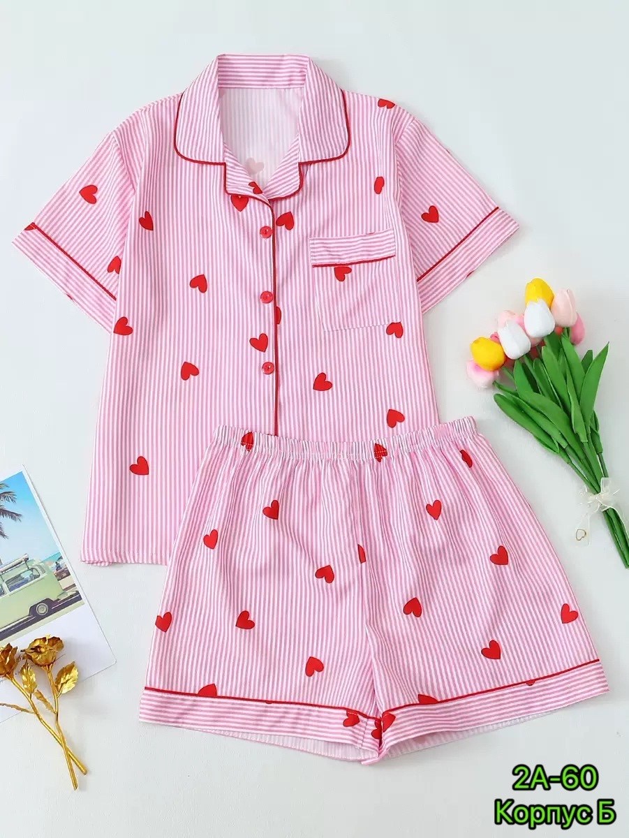 женская пижама,женская пижама с клубничным принтом,пижама,милые пижамы,пижама женская костюм