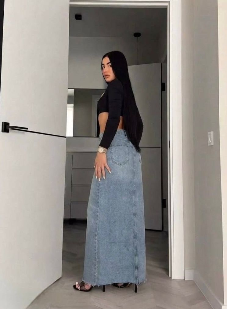 длинная джинсовая юбка,длинная джинсовая юбка с разрезом,юбка джинсовая макси,джинсовая юбка,юбка джинсовая длинная с разрезом bymollimo