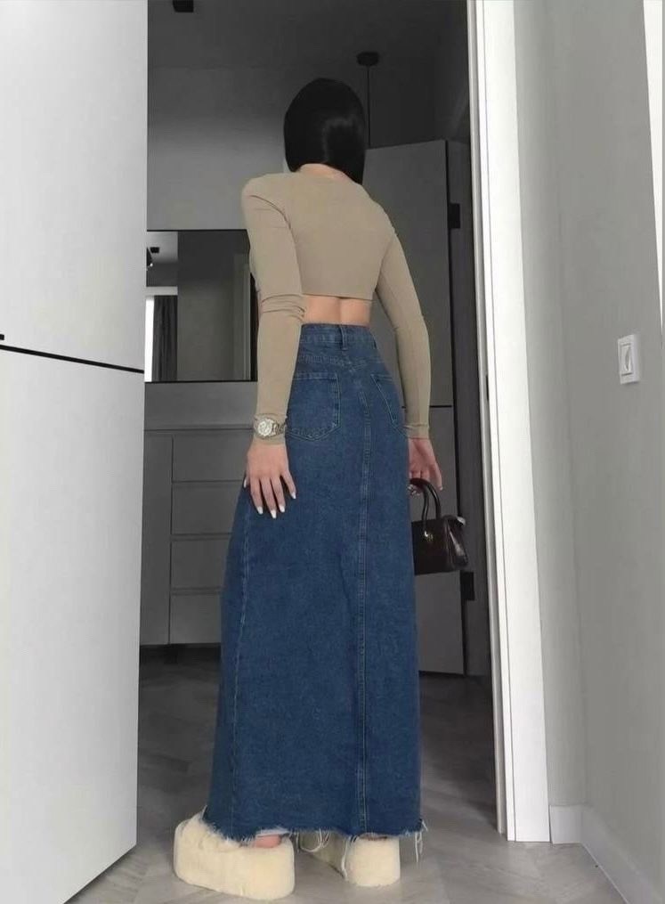 длинная джинсовая юбка,длинная джинсовая юбка с разрезом,юбка джинсовая макси,джинсовая юбка,юбка джинсовая длинная с разрезом bymollimo