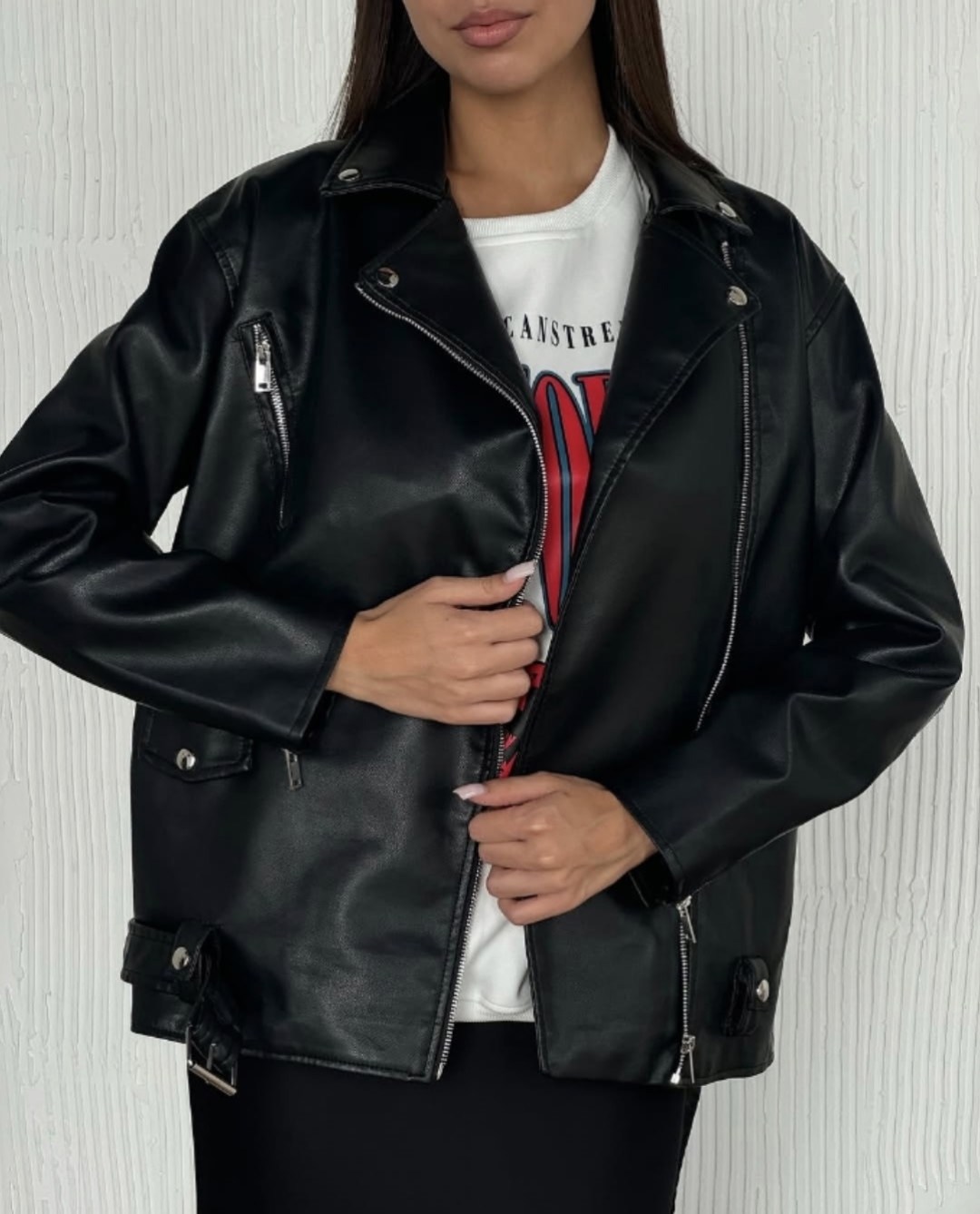 куртка косуха h&f b женская оверсайз арт: 28918766,куртка косуха женская,куртка косуха женская оверсайз,куртка кожаная косуха oversize,куртка косуха