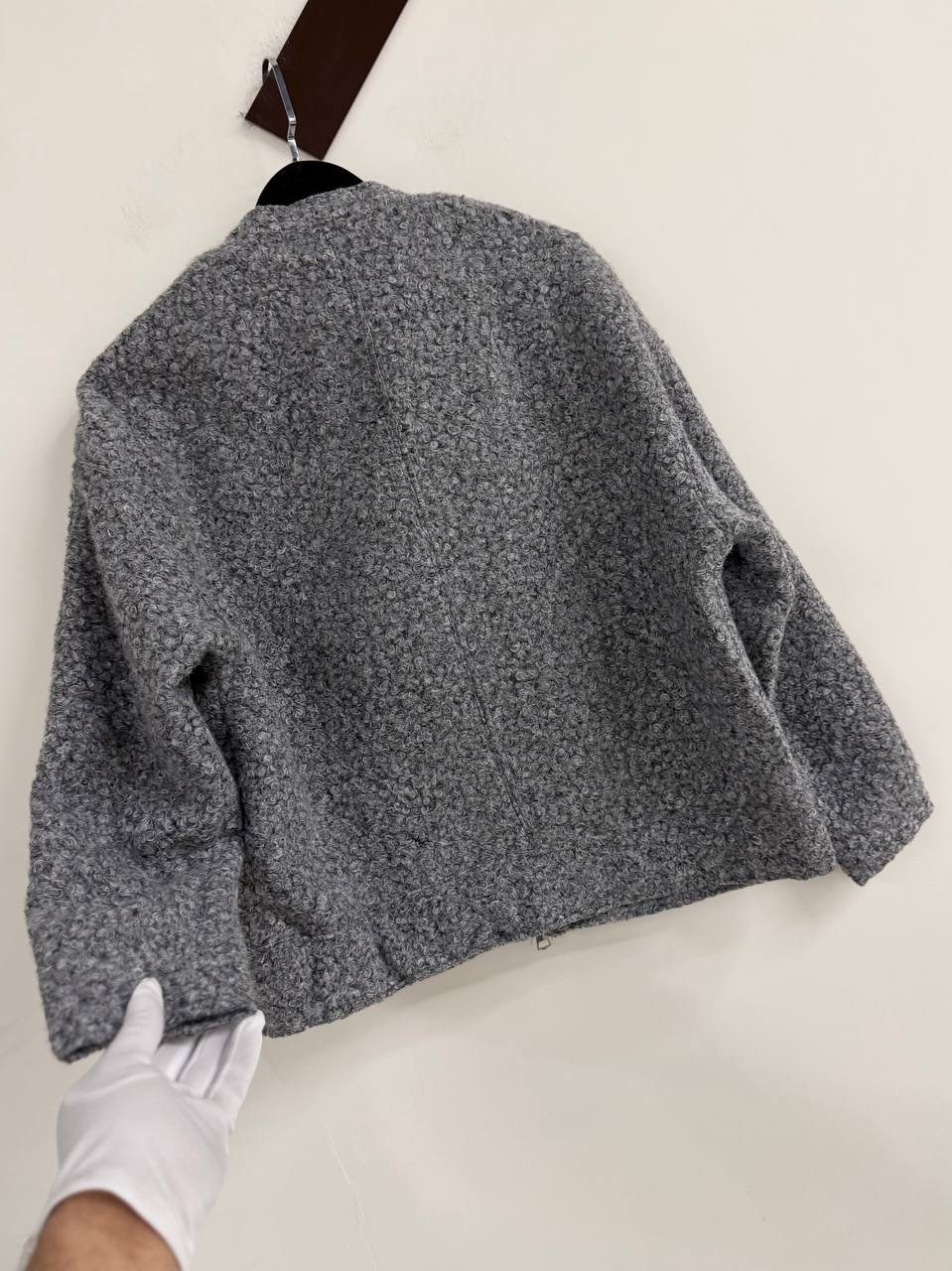 укороченная куртка из букле zara серый,куртка букле zara,куртка букле женская,куртка букле,шерстяное пальто