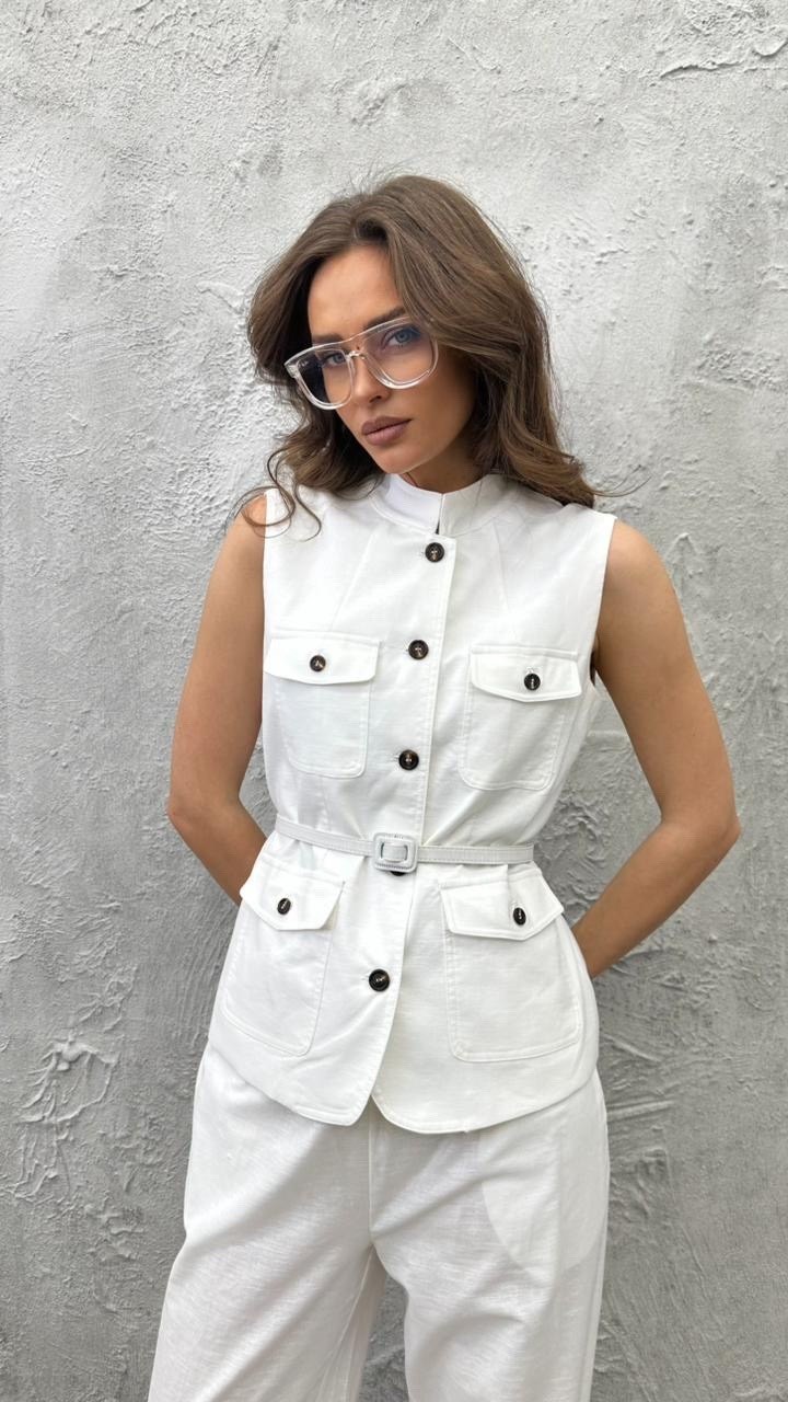 жилетка женская,жилет льняной,жилет из льна,белый жилет,жилет