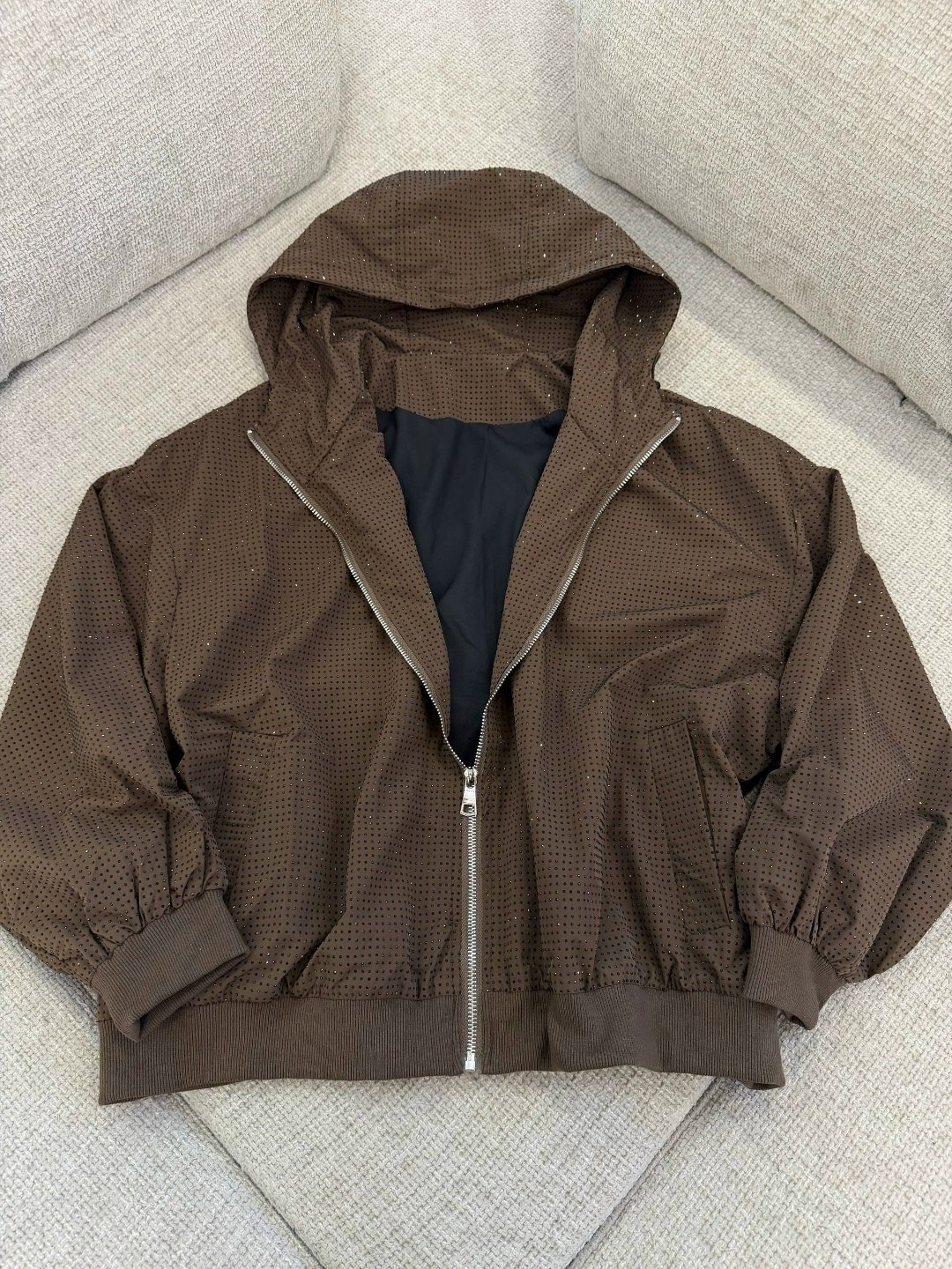 женская куртка starry diamond с капюшоном,кофта женская,худи на молнии с камушками balenciaga,толстовка,куртка женская