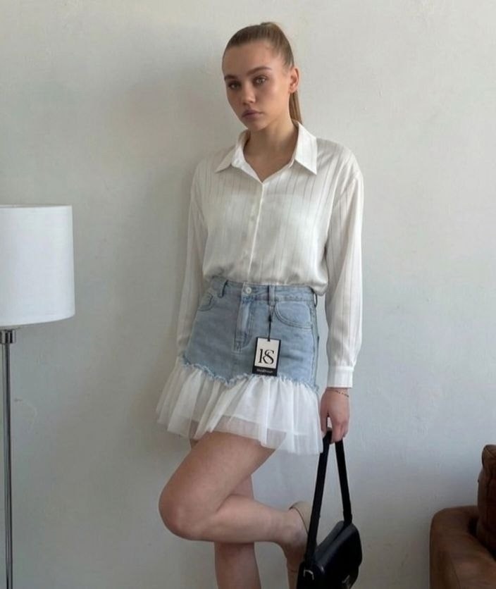 джинсовая юбка с фатином,короткая джинсовая юбка,юбка,юбка мини,стильная юбка