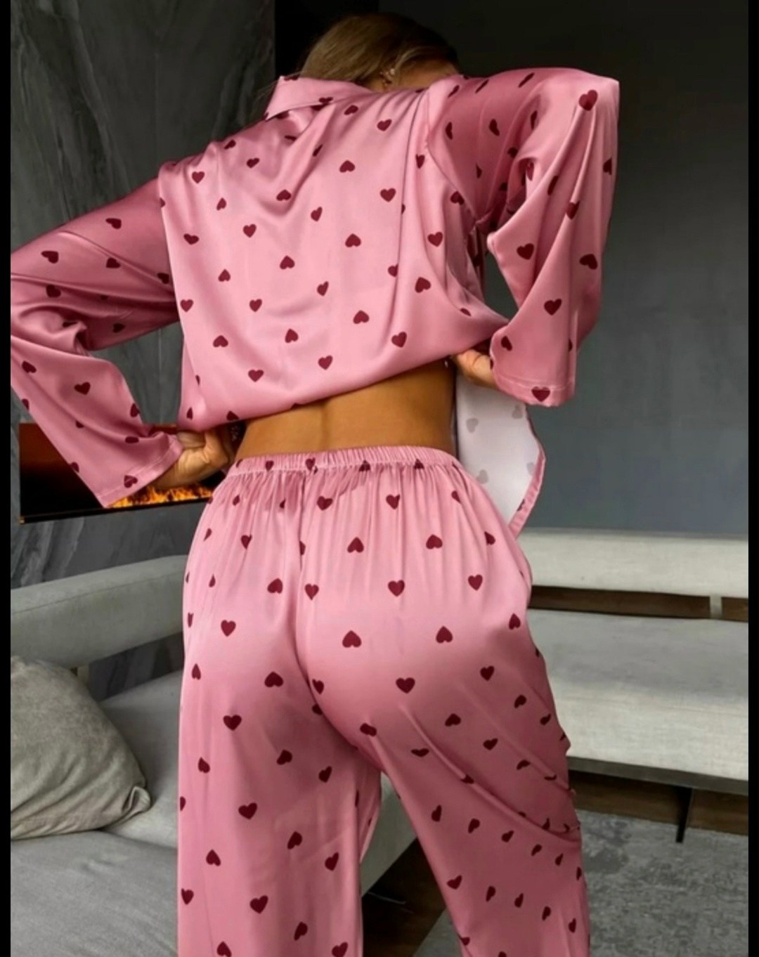 пижама в сердечко женская,пижама теплая со штанами и рубашкой с сердечками,пижама со штанами и рубашкой в сердечко moolmeyno,пижама со штанами и рубашкой с сердечками ysense,пижама со штанами с сердеч
