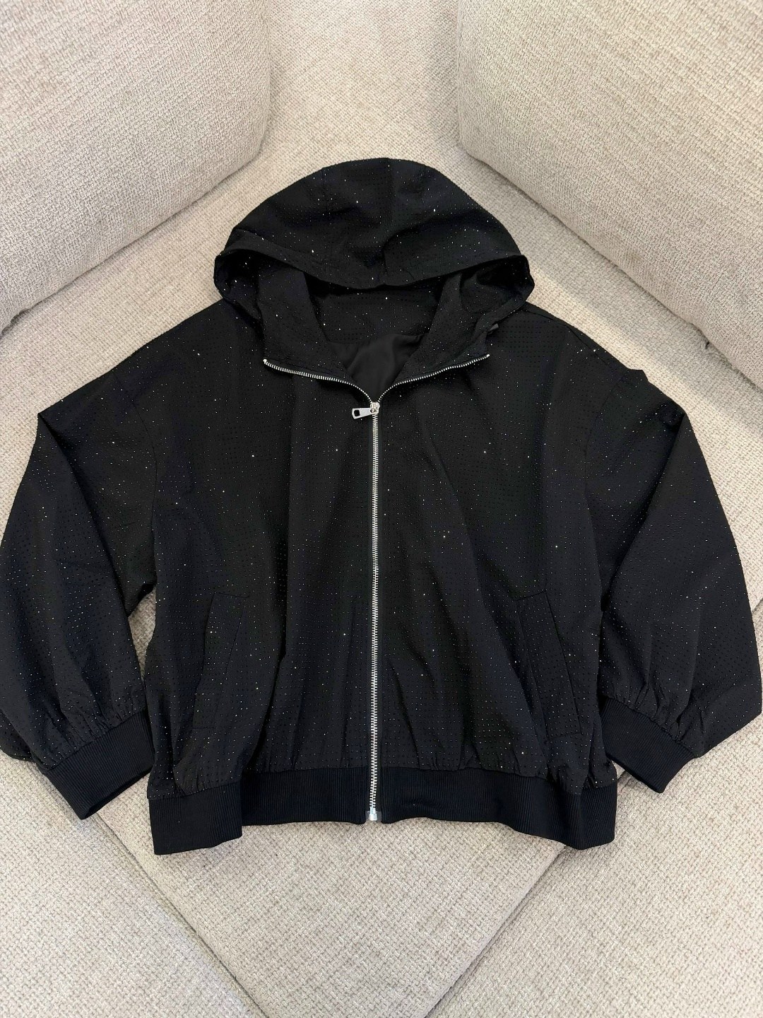 женская куртка starry diamond с капюшоном,кофта женская,худи на молнии с камушками balenciaga,толстовка,куртка женская