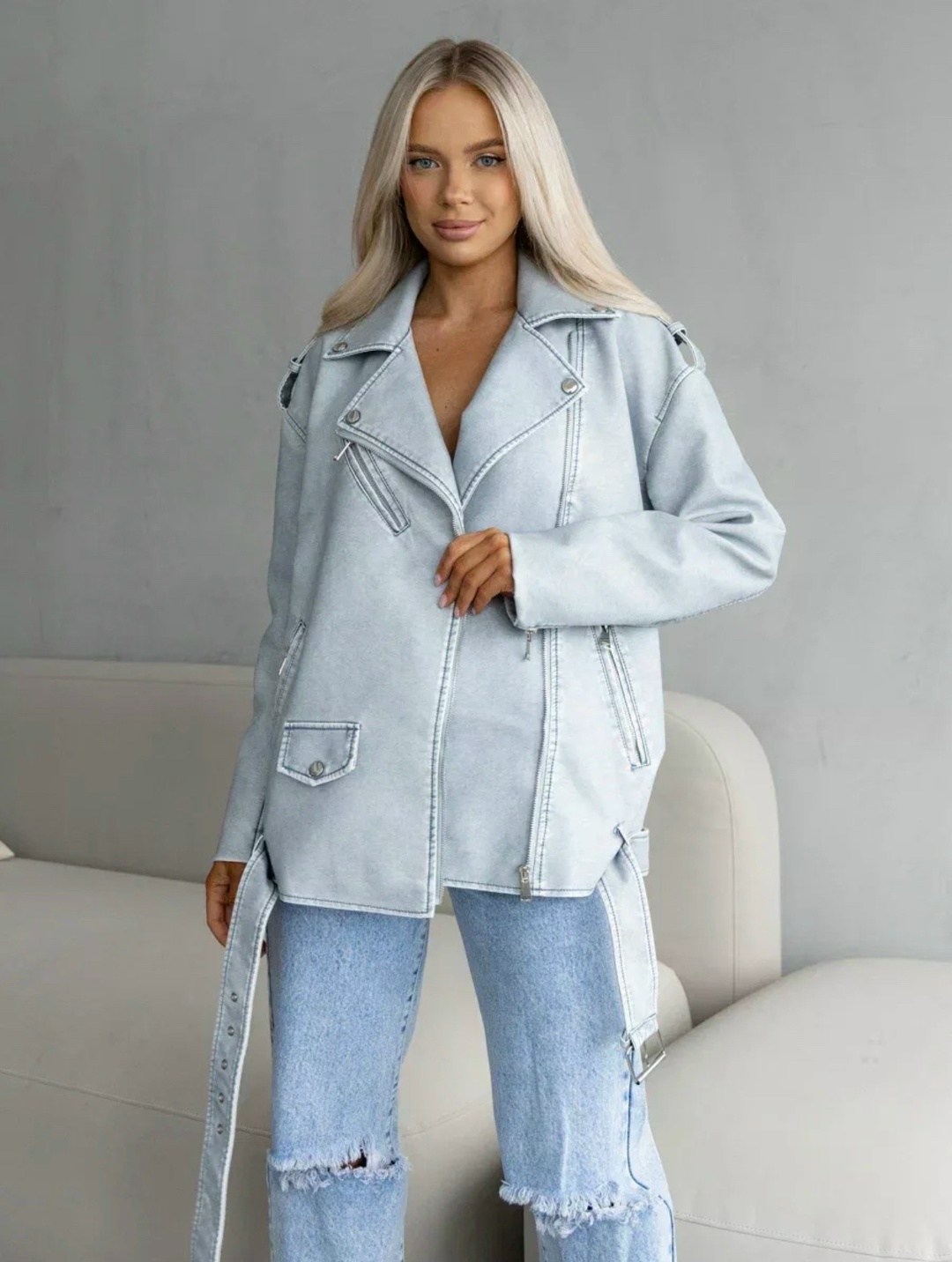 косуха винтажная оверсайз кожаная куртка голубая,куртка косуха оверсайз,куртка кожаная оверсайз,куртка женская голубая,куртка косуха женская оверсайз