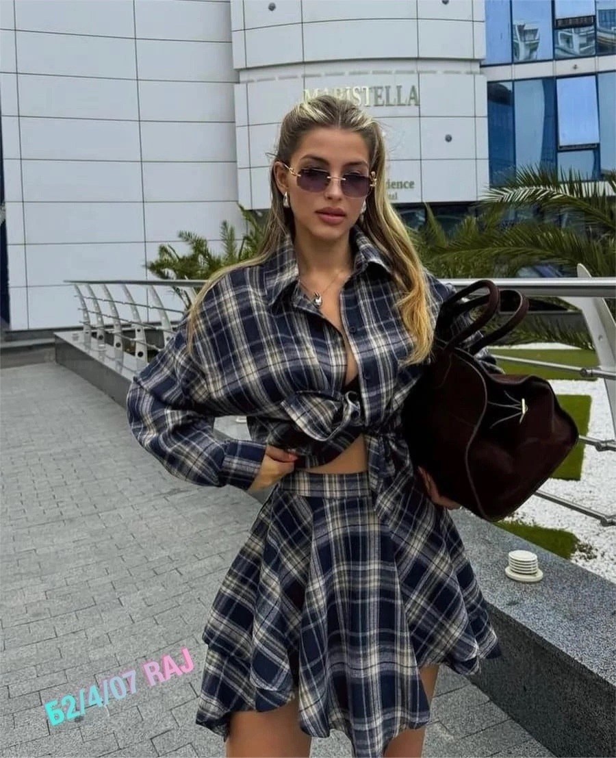 костюм с юбкой и рубашкой, костюм с юбкой и рубашкой,костюм в клетку,костюм двойка с юбкой,костюм с юбкой и рубашкой арт. 11325262