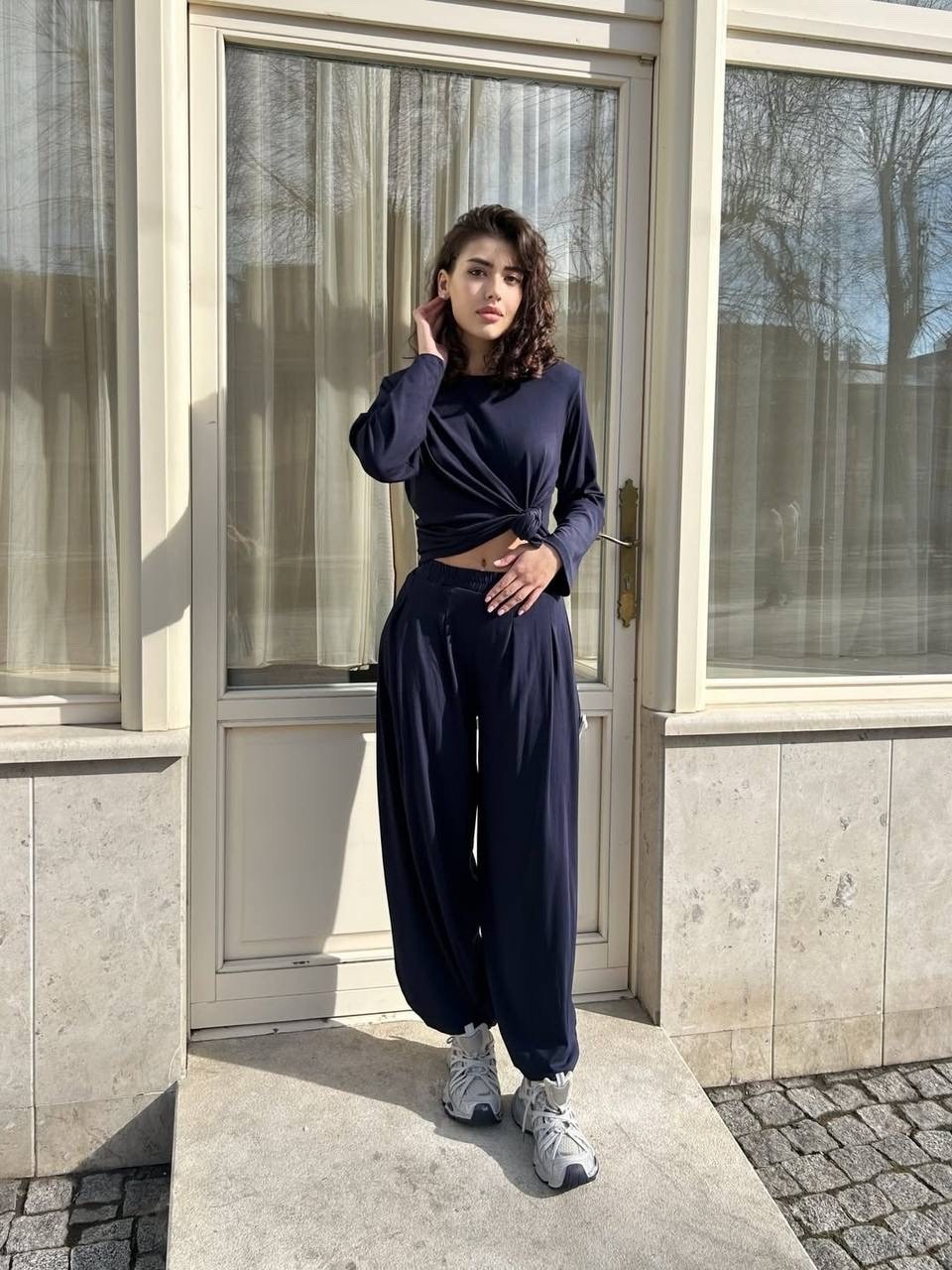 костюм спортивный брючный оверсайз luxesev 231608615,костюм спортивный брючный оверсайз luxesev,повседневный костюм,трикотажный костюм с брюками палаццо,трикотажный костюм с широкими брюками