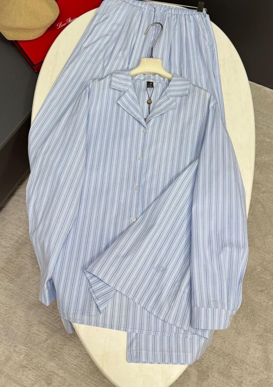 костюм-пижама домашний рубашка со штанами,повседневный костюм,костюм с брюками и рубашкой,рубашка льняная в полоску летняя,костюм пижамный с