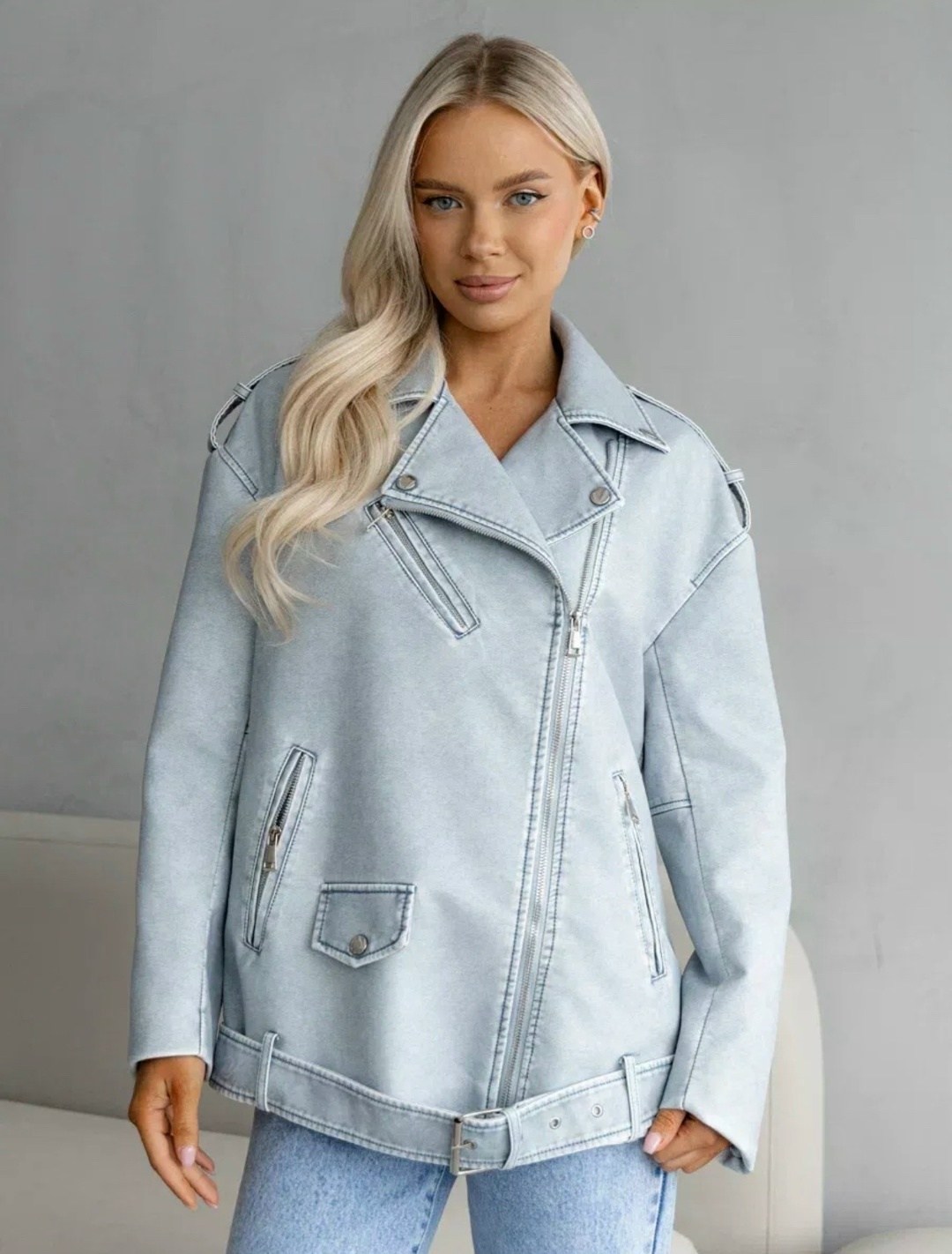 косуха винтажная оверсайз кожаная куртка голубая,куртка косуха оверсайз,куртка кожаная оверсайз,куртка женская голубая,куртка косуха женская оверсайз