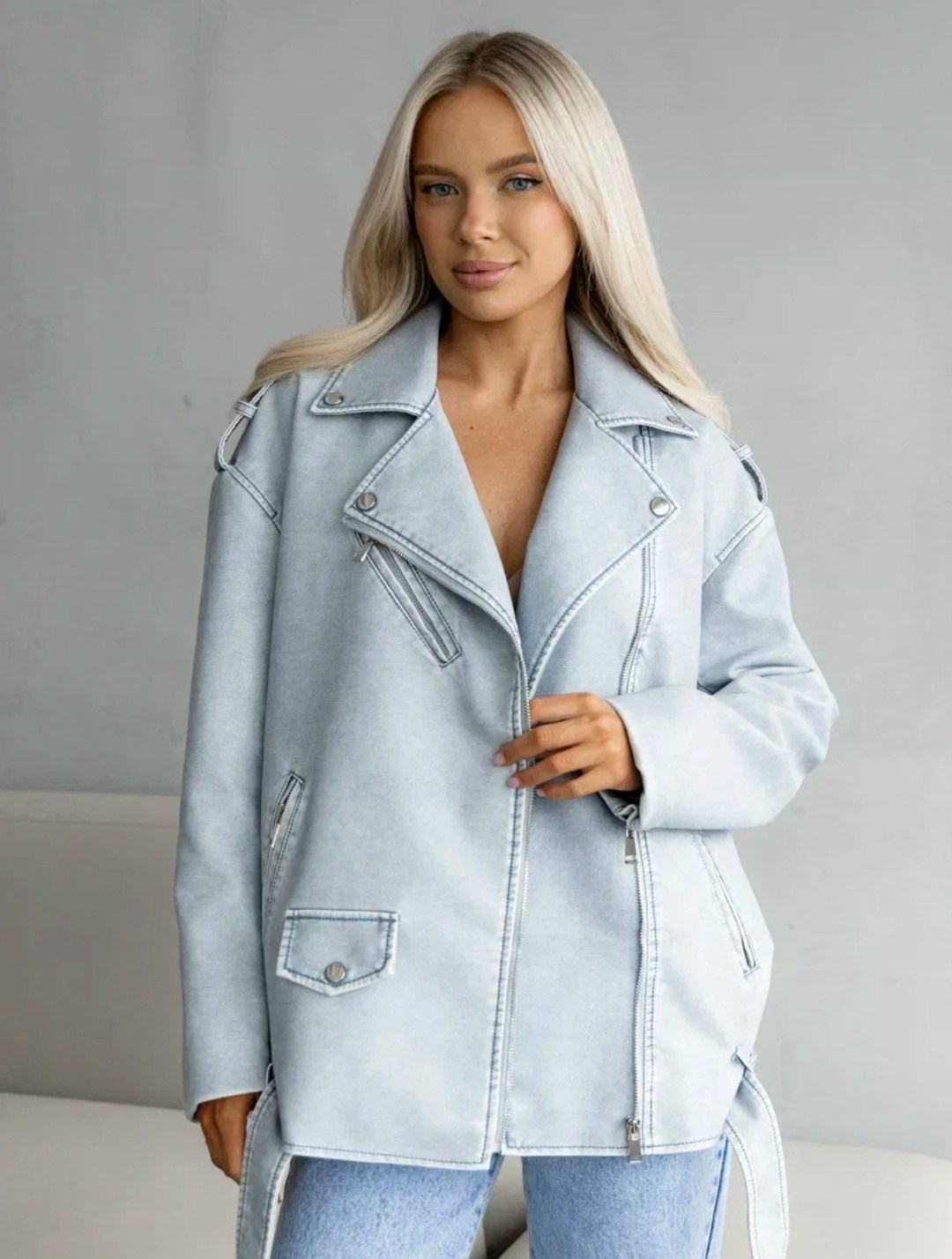 косуха винтажная оверсайз кожаная куртка голубая,куртка косуха оверсайз,куртка кожаная оверсайз,куртка женская голубая,куртка косуха женская оверсайз