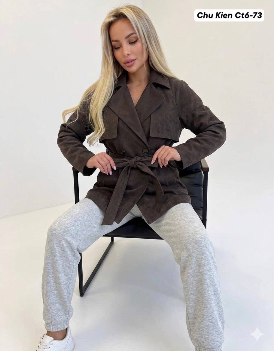 классическая коричневая замшевая женская куртка с поясом,замшевая куртка,тренч замшевый пальто maris,куртка замшевая женская,замшевая куртка с поясом