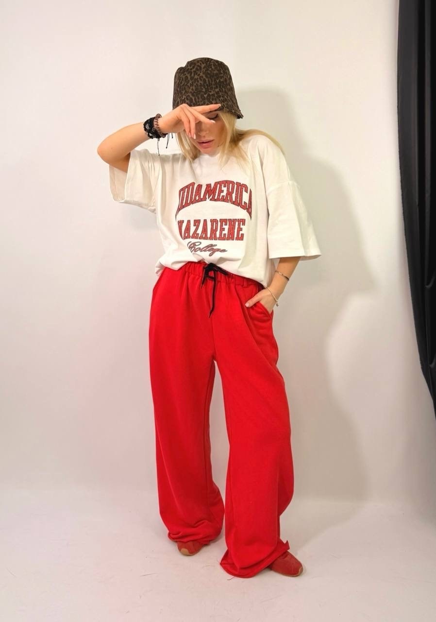брюки модные,широкие брюки,брюки для женщин,футболки женская оверсайз,красные брюки