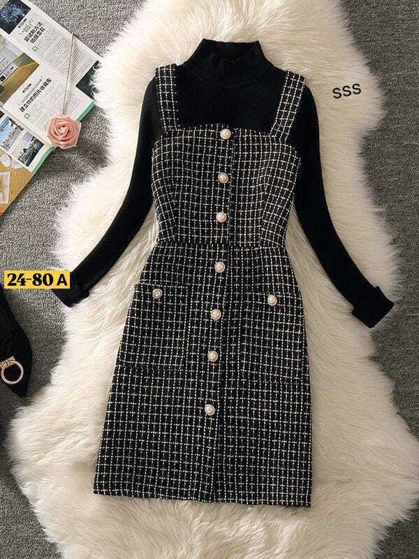 сарафан в клетку,твидовый сарафан,шерстяное платье,платье в стиле,сарафан