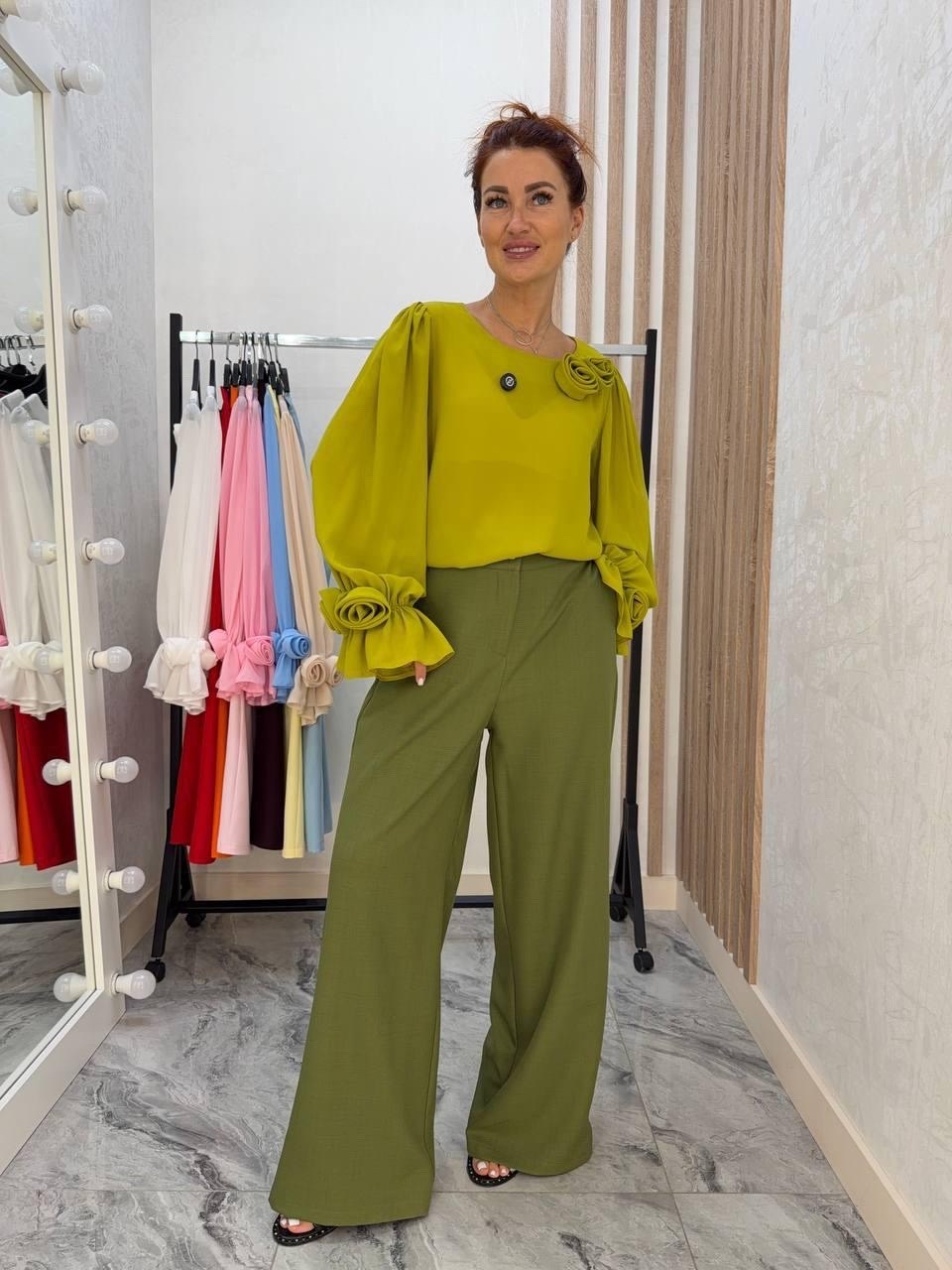 женская блузка,блуза женская,образ с брюками палаццо,блуза шифон,блузка и брюки