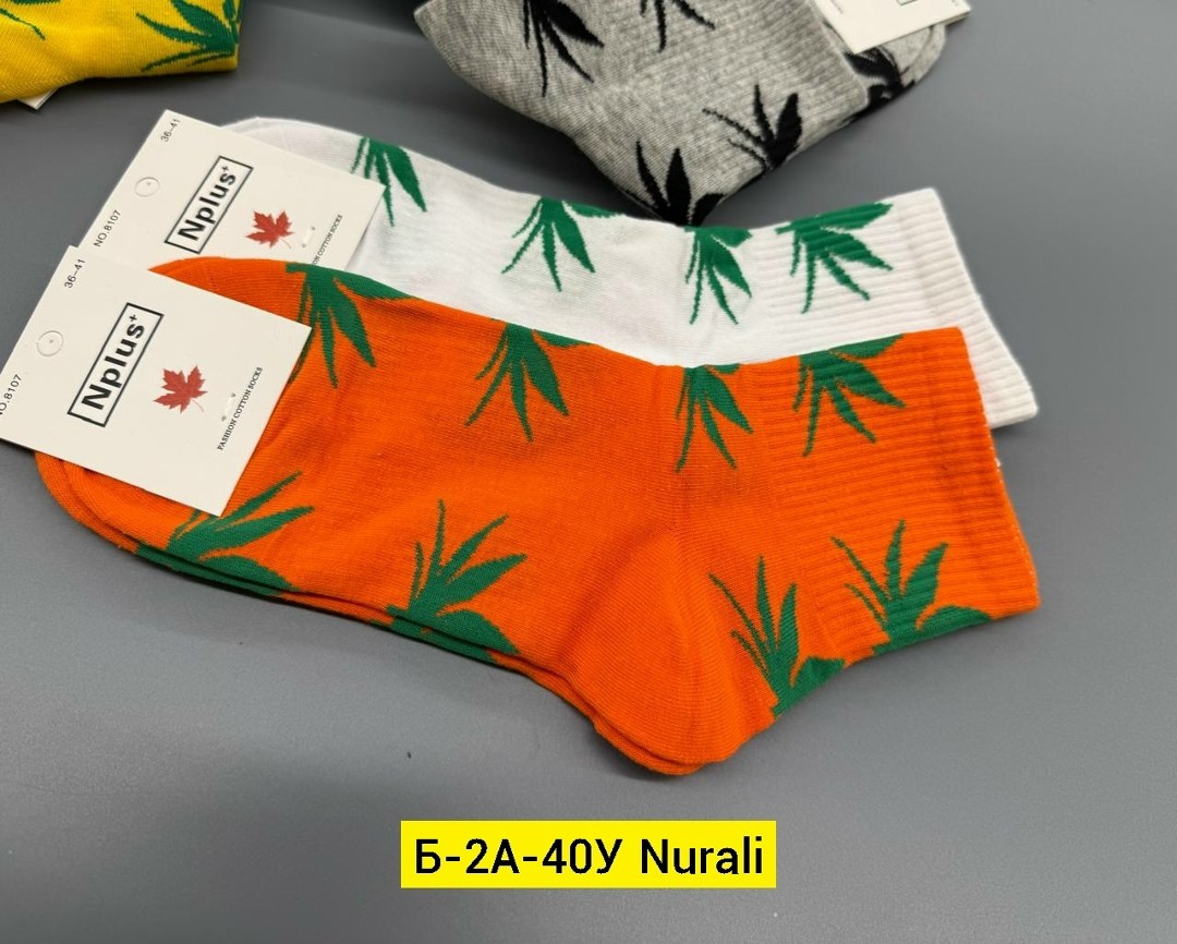 носки женские,носки с листьями,носки упаковка,модные носки,носки цветные