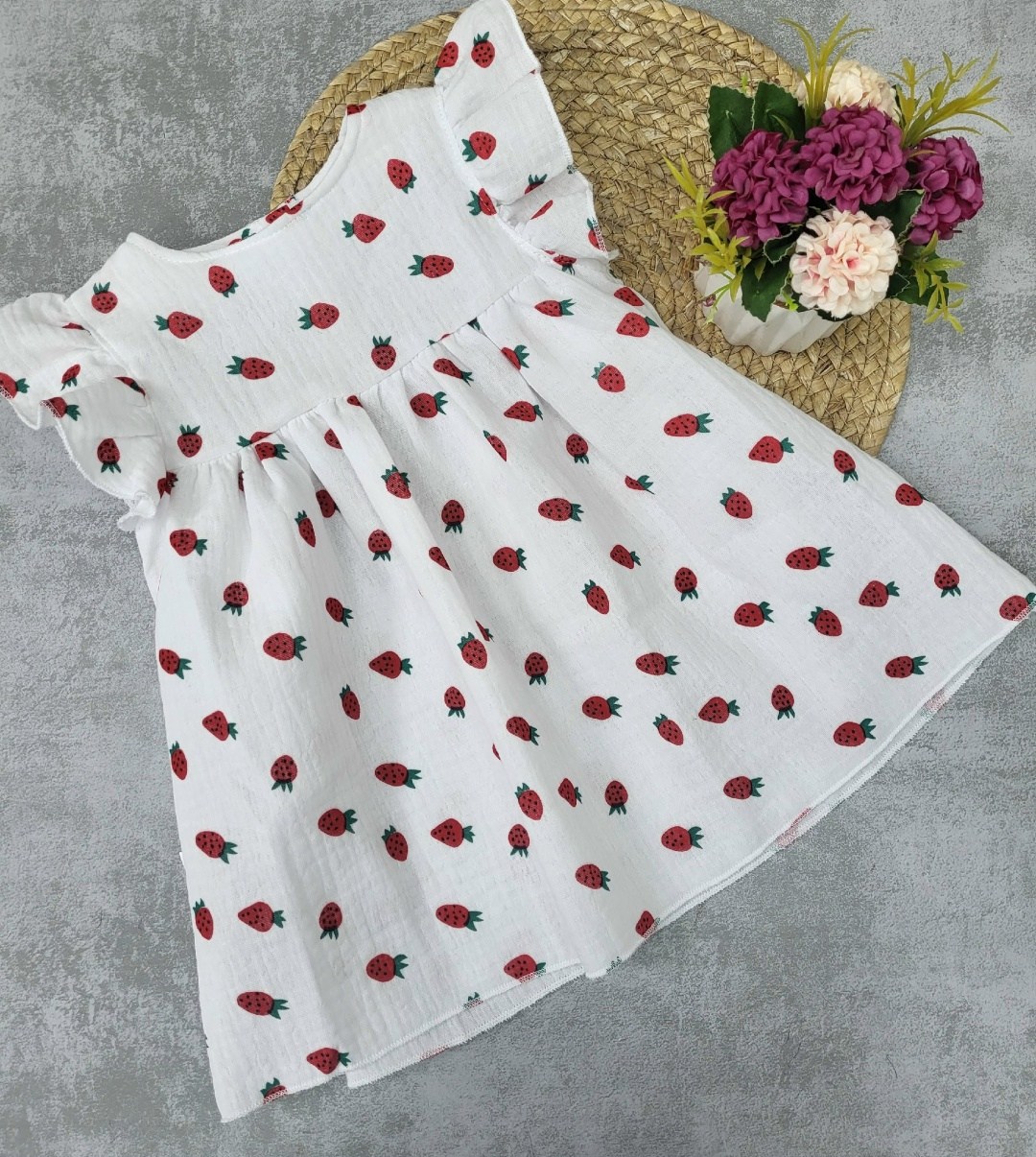 платье для девочки,платье с вишенками для девочки,детские летние платья,платье летнее из муслина,платья для малышей