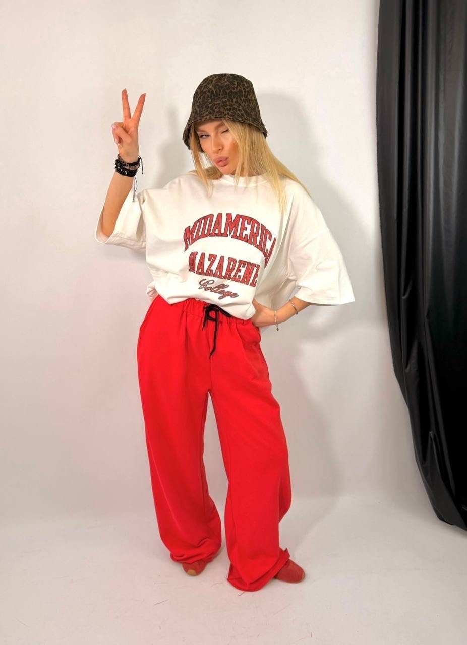 брюки модные,широкие брюки,брюки для женщин,футболки женская оверсайз,красные брюки