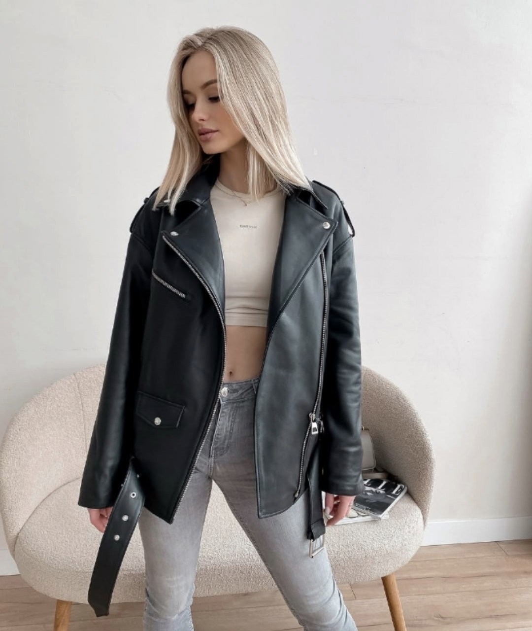 куртка косуха h&f b женская оверсайз арт: 28918766,куртка косуха женская,куртка косуха женская оверсайз,куртка кожаная косуха oversize,куртка косуха