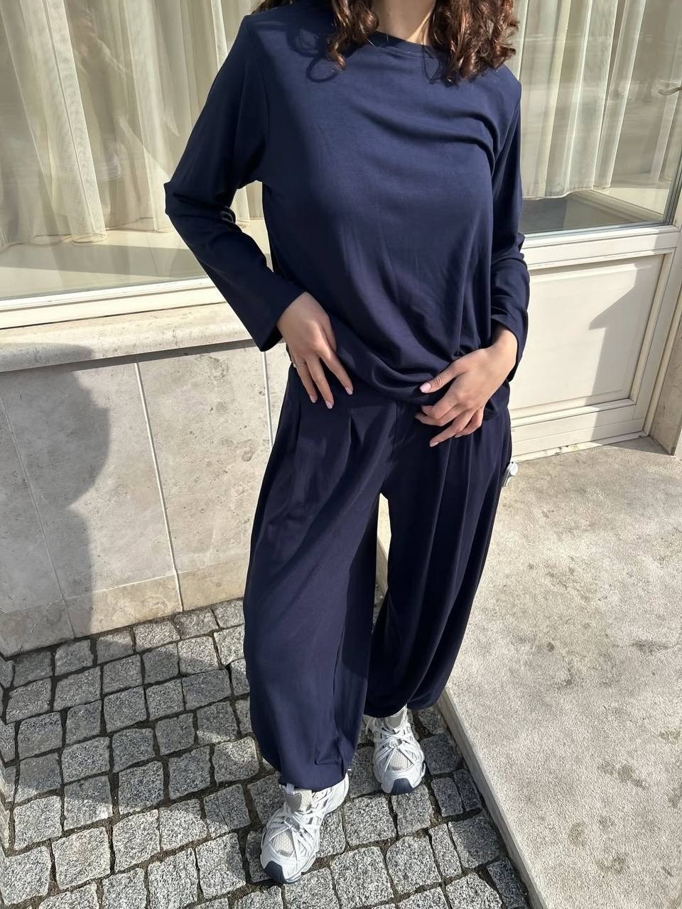 костюм спортивный брючный оверсайз luxesev 231608615,костюм спортивный брючный оверсайз luxesev,повседневный костюм,трикотажный костюм с брюками палаццо,трикотажный костюм с широкими брюками