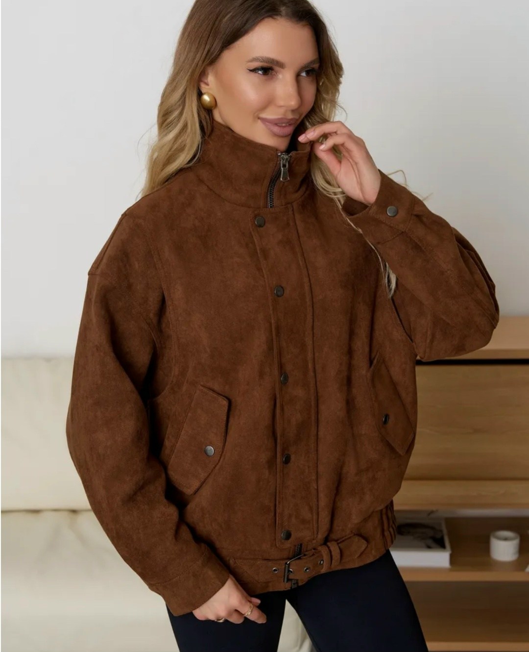 замшевый бомбер укороченный на осень vantaime 338766884,замшевая куртка,женская куртка из натуральной замши,куртка из замши женская,куртка замш