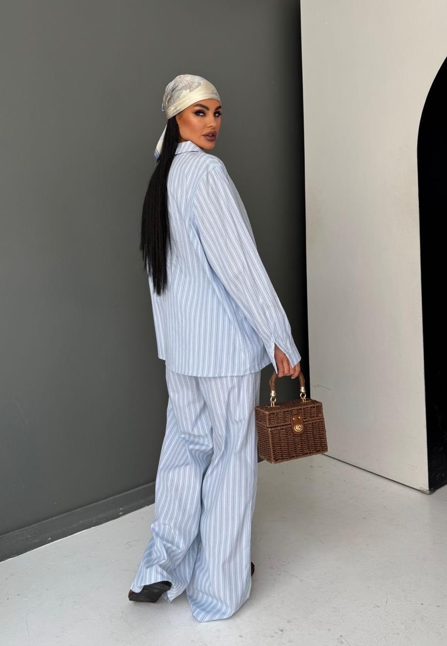 костюм-пижама домашний рубашка со штанами,повседневный костюм,костюм с брюками и рубашкой,рубашка льняная в полоску летняя,костюм пижамный с