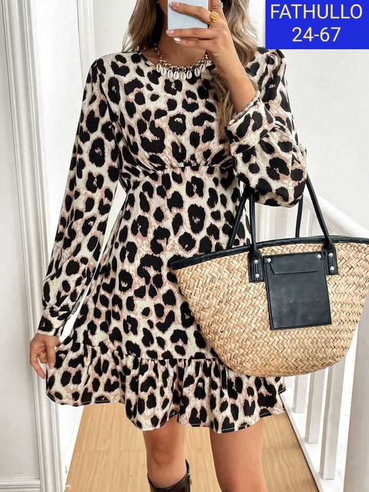 женское платье из полиэстера с леопардовым принтом,платье женское леопардовый принт,леопардовое платье,женское леопардовое платье,женское платье миди с леопардовым принтом