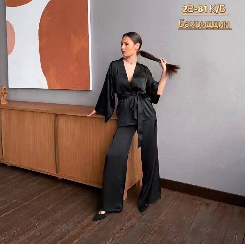 пижама женская со штанами и кимоно шелковая panzitta,домашний костюм пижама,пижама женская со штанами шелковая для сна домашняя altims,костюм женский в пижамном стиле,шелковый костюм в пижамном стиле